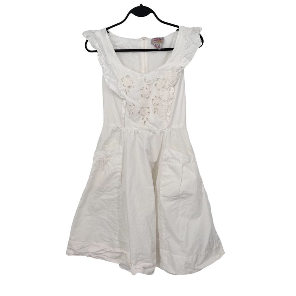 French Connection Sleeveless Eyelet Fit and Flare Dress Women's 2 White